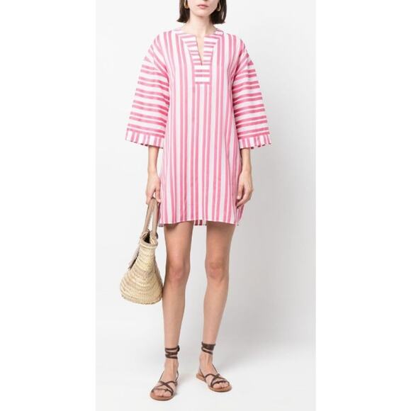 Eres 'Amor' Pink Striped Cotton Kaftan Size S - Picture 1 of 4